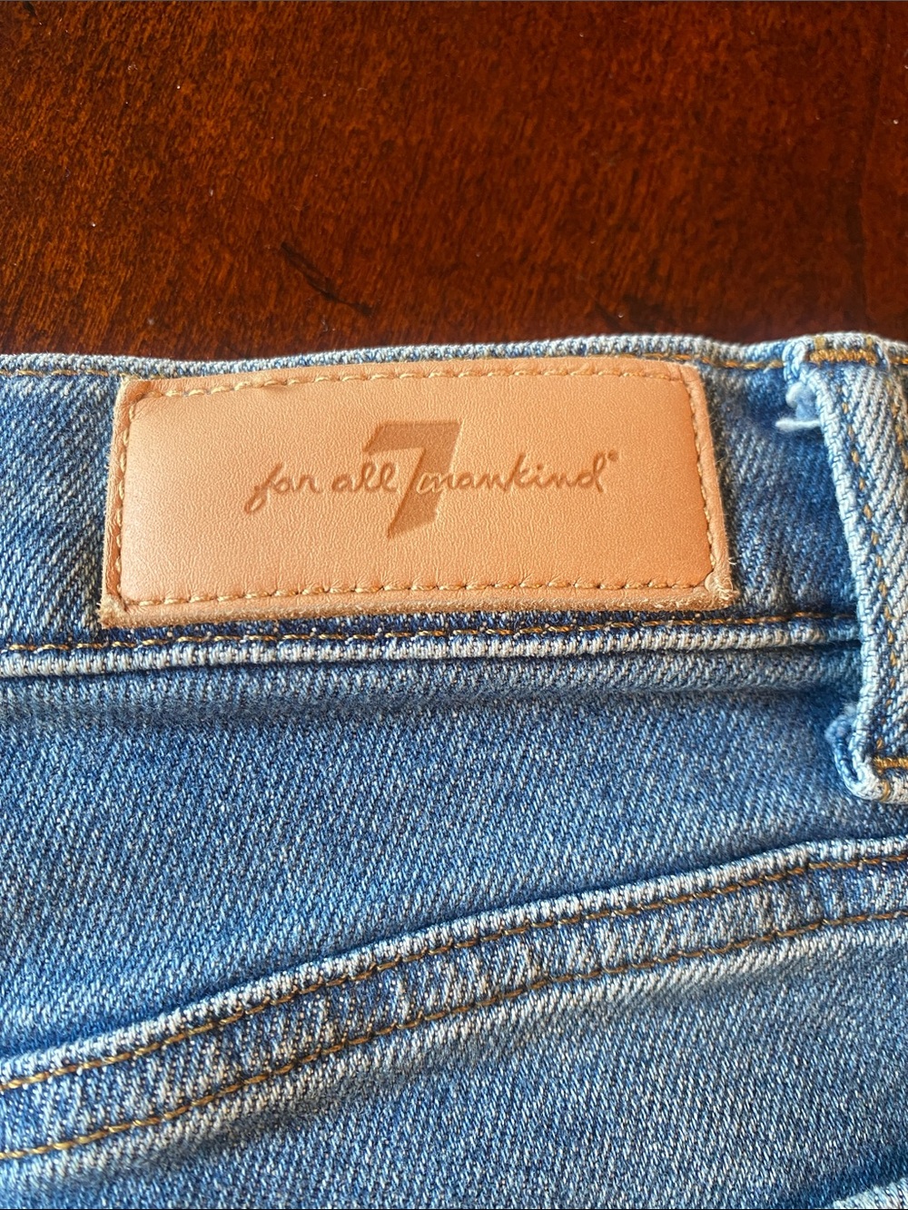 7 For All Mankind Ultra High Rise Cropped Jo Luxe Vintage Jeans Blue Raw Hem 26 - Picture 3 of 4
